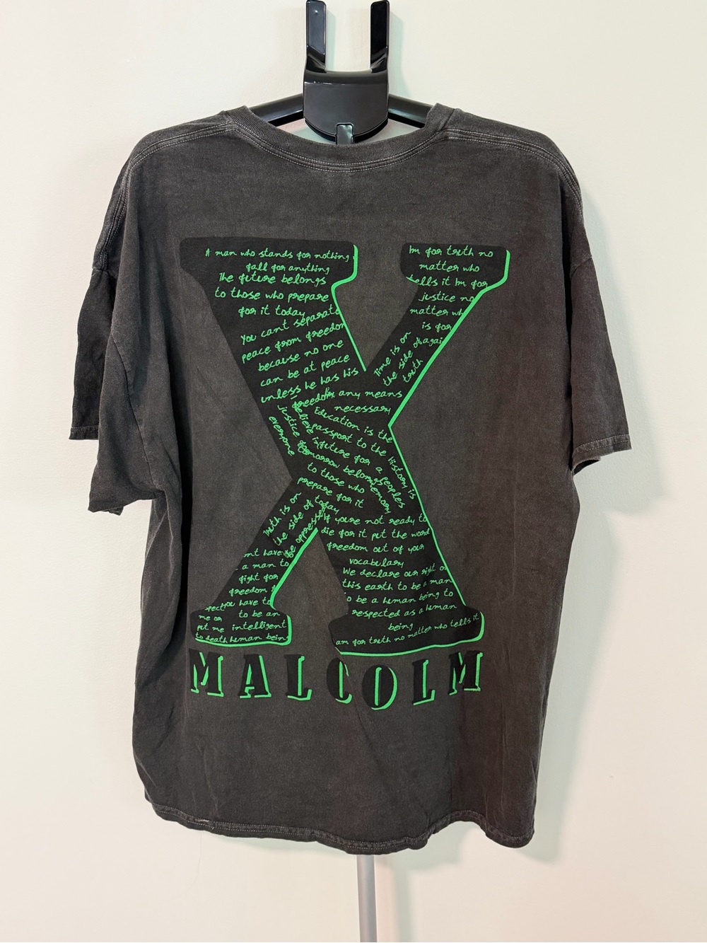 NWOT Malcolm Black Short Sleeve Tee with Neon Green 'X' Graphic